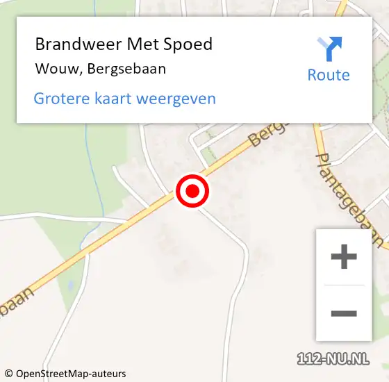 Locatie op kaart van de 112 melding: Brandweer Met Spoed Naar Wouw, Bergsebaan op 15 juli 2022 08:53