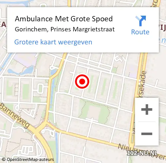 Locatie op kaart van de 112 melding: Ambulance Met Grote Spoed Naar Gorinchem, Prinses Margrietstraat op 15 juli 2022 08:55