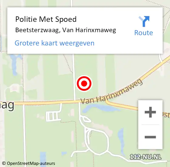 Locatie op kaart van de 112 melding: Politie Met Spoed Naar Beetsterzwaag, Van Harinxmaweg op 15 juli 2022 09:35