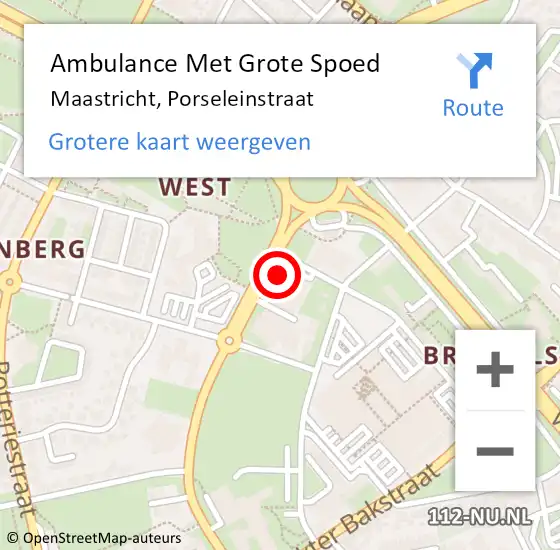 Locatie op kaart van de 112 melding: Ambulance Met Grote Spoed Naar Maastricht, Porseleinstraat op 15 juli 2022 09:39