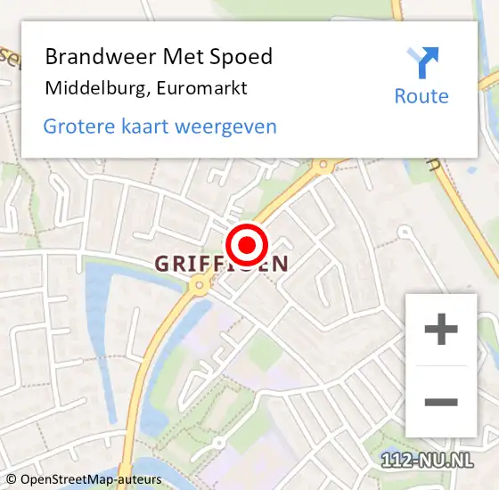 Locatie op kaart van de 112 melding: Brandweer Met Spoed Naar Middelburg, Euromarkt op 15 juli 2022 09:40