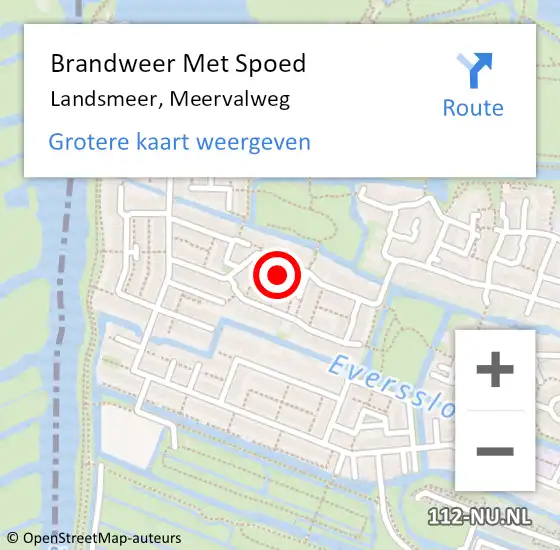 Locatie op kaart van de 112 melding: Brandweer Met Spoed Naar Landsmeer, Meervalweg op 15 juli 2022 09:55