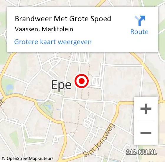 Locatie op kaart van de 112 melding: Brandweer Met Grote Spoed Naar Vaassen, Marktplein op 15 juli 2022 10:02