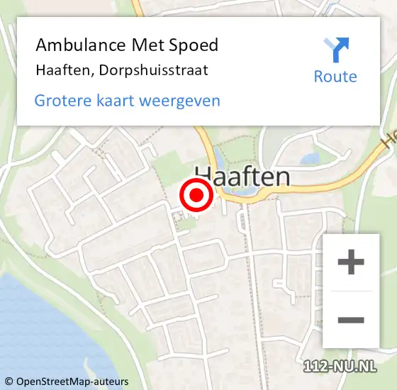 Locatie op kaart van de 112 melding: Ambulance Met Spoed Naar Haaften, Dorpshuisstraat op 15 juli 2022 10:07