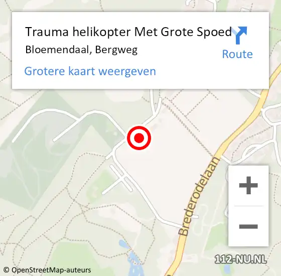 Locatie op kaart van de 112 melding: Trauma helikopter Met Grote Spoed Naar Bloemendaal, Bergweg op 15 juli 2022 10:13