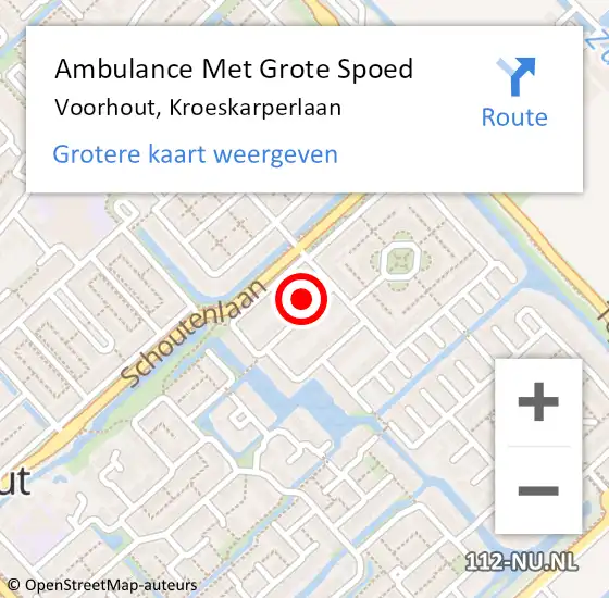 Locatie op kaart van de 112 melding: Ambulance Met Grote Spoed Naar Voorhout, Kroeskarperlaan op 15 juli 2022 10:18