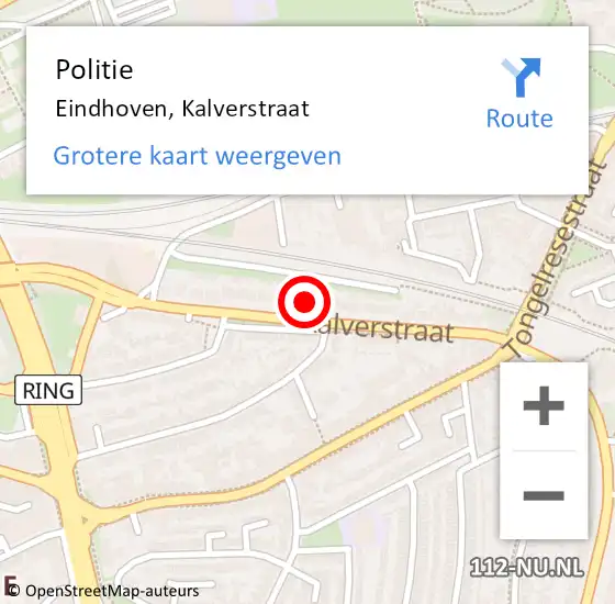 Locatie op kaart van de 112 melding: Politie Eindhoven, Kalverstraat op 15 juli 2022 10:31