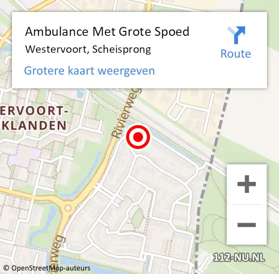 Locatie op kaart van de 112 melding: Ambulance Met Grote Spoed Naar Westervoort, Scheisprong op 15 juli 2022 10:45