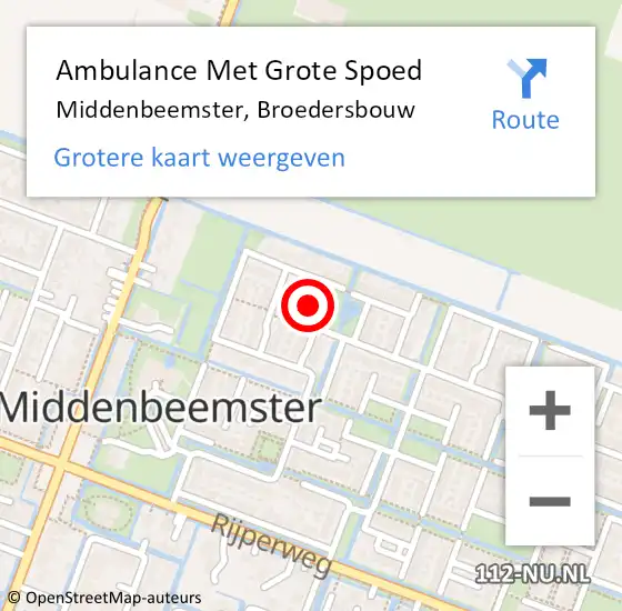 Locatie op kaart van de 112 melding: Ambulance Met Grote Spoed Naar Middenbeemster, Broedersbouw op 15 juli 2022 10:50