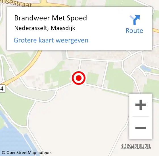 Locatie op kaart van de 112 melding: Brandweer Met Spoed Naar Nederasselt, Maasdijk op 15 juli 2022 11:01