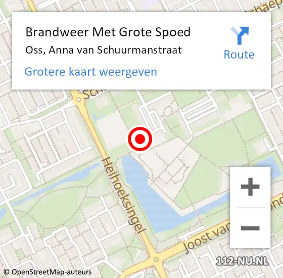 Locatie op kaart van de 112 melding: Brandweer Met Grote Spoed Naar Oss, Anna van Schuurmanstraat op 15 juli 2022 11:07