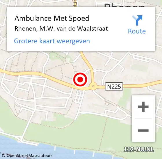 Locatie op kaart van de 112 melding: Ambulance Met Spoed Naar Rhenen, M.W. van de Waalstraat op 15 juli 2022 11:11