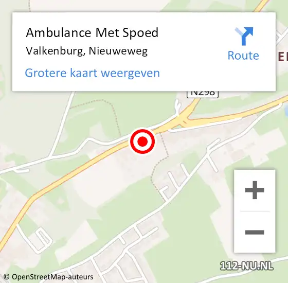 Locatie op kaart van de 112 melding: Ambulance Met Spoed Naar Valkenburg, Nieuweweg op 15 juli 2022 11:29