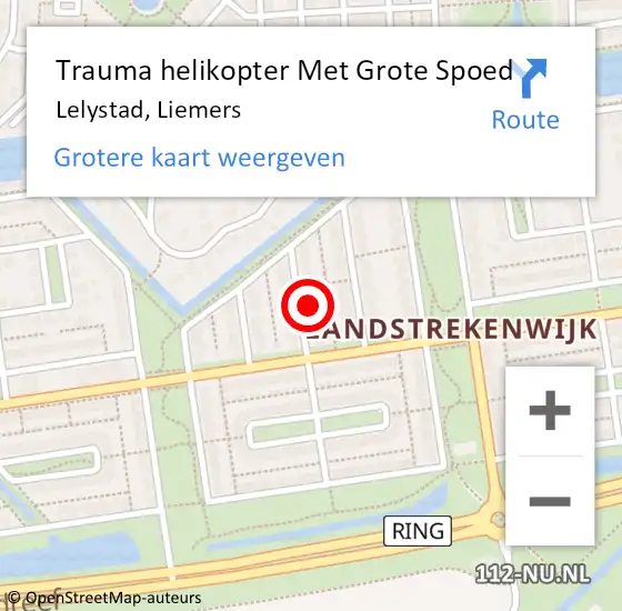 Locatie op kaart van de 112 melding: Trauma helikopter Met Grote Spoed Naar Lelystad, Liemers op 15 juli 2022 11:29