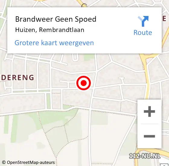 Locatie op kaart van de 112 melding: Brandweer Geen Spoed Naar Huizen, Rembrandtlaan op 15 juli 2022 11:30