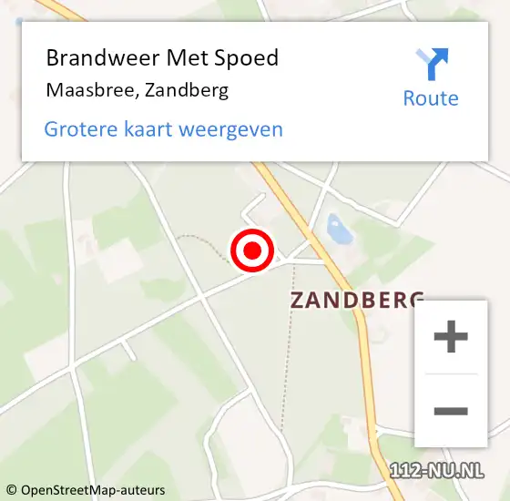 Locatie op kaart van de 112 melding: Brandweer Met Spoed Naar Maasbree, Zandberg op 15 juli 2022 11:33