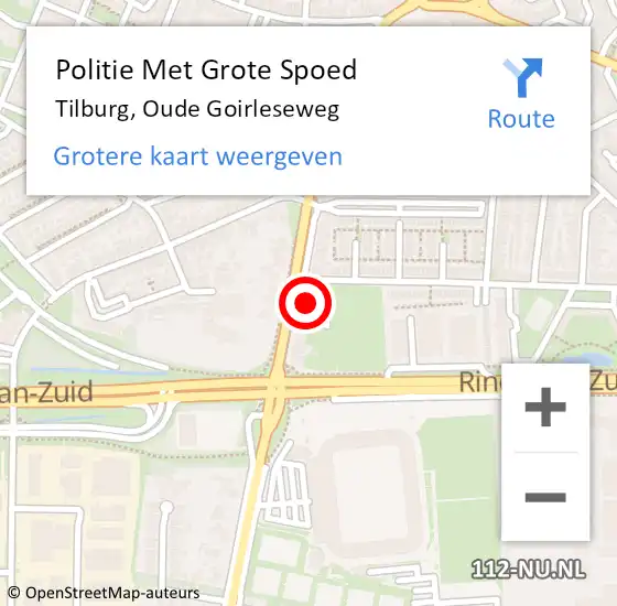 Locatie op kaart van de 112 melding: Politie Met Grote Spoed Naar Tilburg, Oude Goirleseweg op 15 juli 2022 11:34