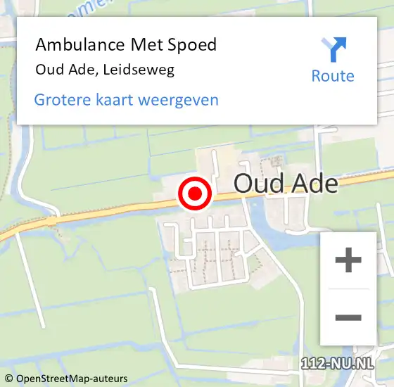 Locatie op kaart van de 112 melding: Ambulance Met Spoed Naar Oud Ade, Leidseweg op 15 juli 2022 11:36