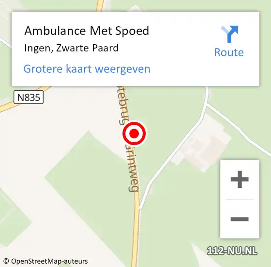 Locatie op kaart van de 112 melding: Ambulance Met Spoed Naar Ingen, Zwarte Paard op 15 juli 2022 11:37