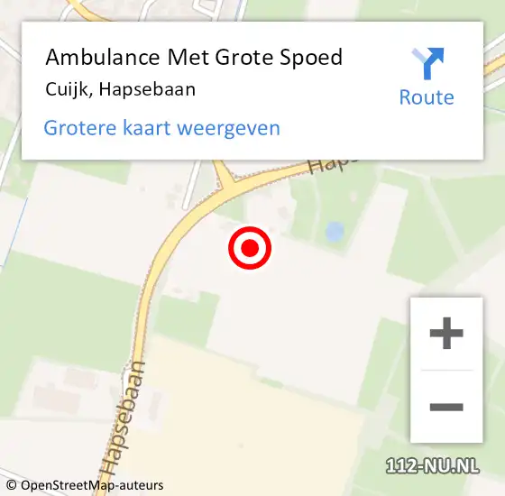 Locatie op kaart van de 112 melding: Ambulance Met Grote Spoed Naar Cuijk, Hapsebaan op 15 juli 2022 11:55