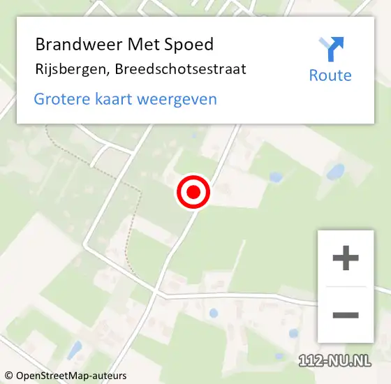 Locatie op kaart van de 112 melding: Brandweer Met Spoed Naar Rijsbergen, Breedschotsestraat op 15 juli 2022 12:10