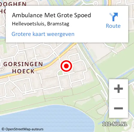 Locatie op kaart van de 112 melding: Ambulance Met Grote Spoed Naar Hellevoetsluis, Bramstag op 15 juli 2022 12:11
