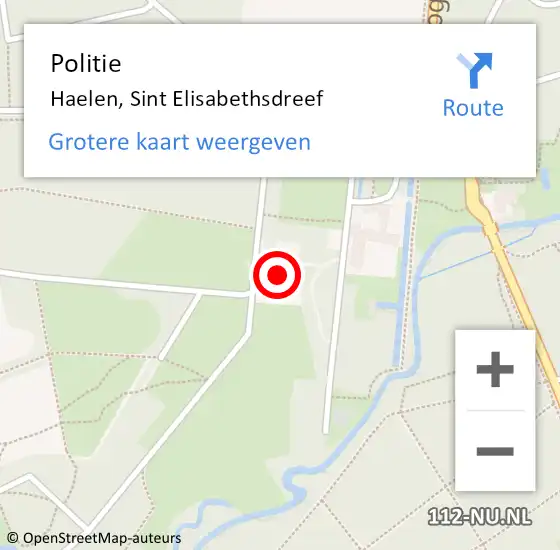 Locatie op kaart van de 112 melding: Politie Haelen, Sint Elisabethsdreef op 15 juli 2022 12:18