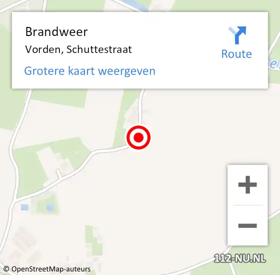 Locatie op kaart van de 112 melding: Brandweer Vorden, Schuttestraat op 15 juli 2022 12:23