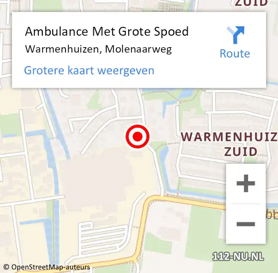 Locatie op kaart van de 112 melding: Ambulance Met Grote Spoed Naar Warmenhuizen, Molenaarweg op 15 juli 2022 13:06