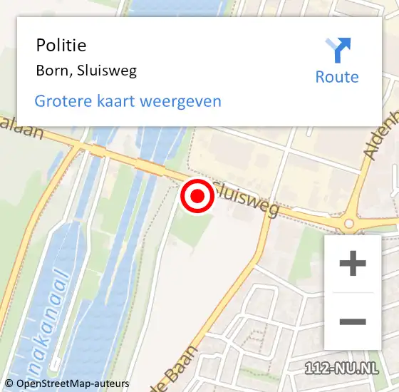Locatie op kaart van de 112 melding: Politie Born, Sluisweg op 15 juli 2022 13:33