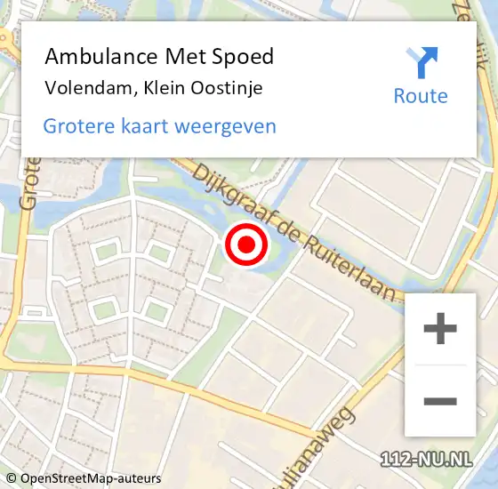 Locatie op kaart van de 112 melding: Ambulance Met Spoed Naar Volendam, Klein Oostinje op 15 juli 2022 13:44