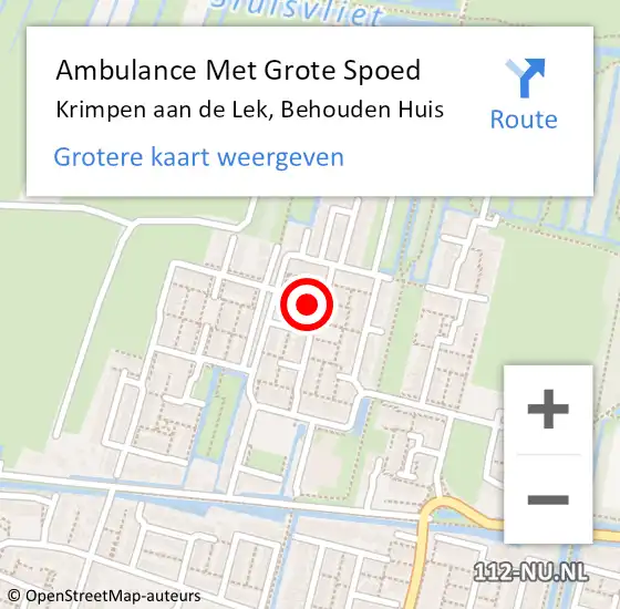 Locatie op kaart van de 112 melding: Ambulance Met Grote Spoed Naar Krimpen aan de Lek, Behouden Huis op 15 juli 2022 13:48