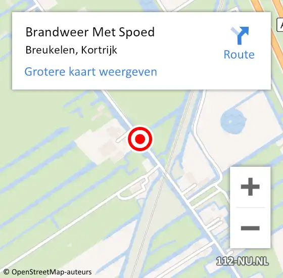 Locatie op kaart van de 112 melding: Brandweer Met Spoed Naar Breukelen, Kortrijk op 23 juli 2014 10:50