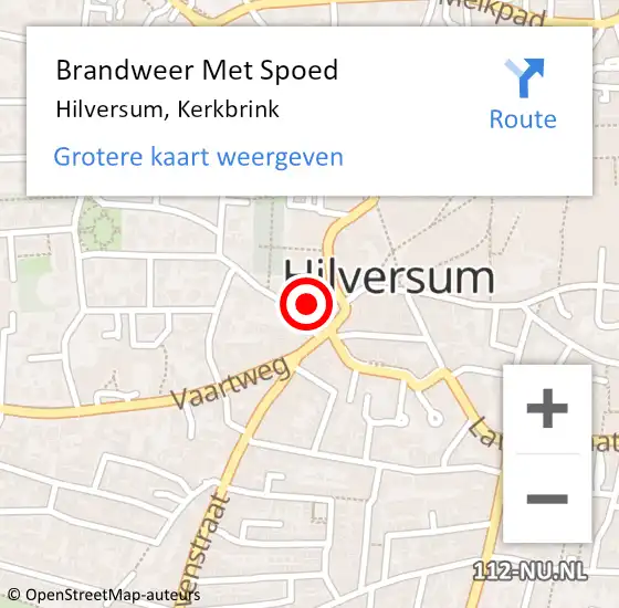 Locatie op kaart van de 112 melding: Brandweer Met Spoed Naar Hilversum, Kerkbrink op 15 juli 2022 14:10