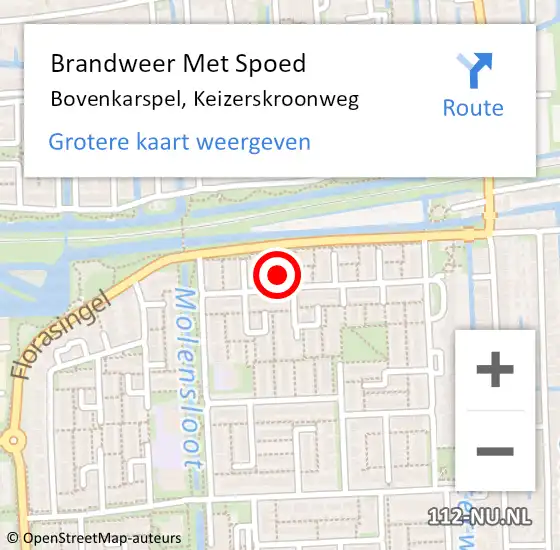 Locatie op kaart van de 112 melding: Brandweer Met Spoed Naar Bovenkarspel, Keizerskroonweg op 15 juli 2022 14:12