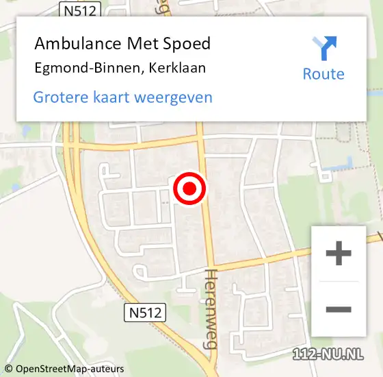 Locatie op kaart van de 112 melding: Ambulance Met Spoed Naar Egmond-Binnen, Kerklaan op 15 juli 2022 14:31