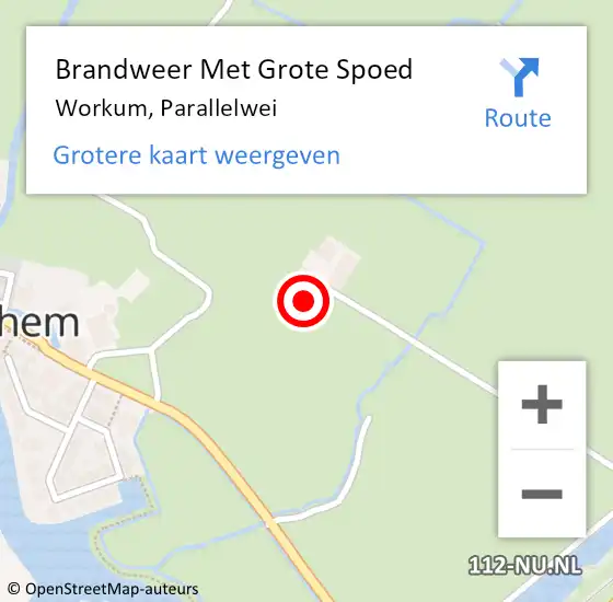 Locatie op kaart van de 112 melding: Brandweer Met Grote Spoed Naar Workum, Parallelwei op 15 juli 2022 14:31