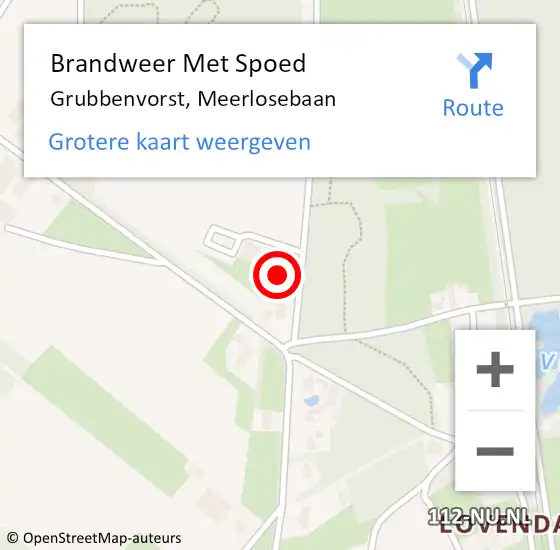 Locatie op kaart van de 112 melding: Brandweer Met Spoed Naar Grubbenvorst, Meerlosebaan op 15 juli 2022 14:33