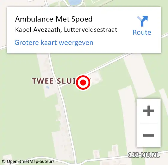 Locatie op kaart van de 112 melding: Ambulance Met Spoed Naar Kapel-Avezaath, Lutterveldsestraat op 15 juli 2022 14:43