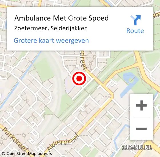 Locatie op kaart van de 112 melding: Ambulance Met Grote Spoed Naar Zoetermeer, Selderijakker op 15 juli 2022 14:56