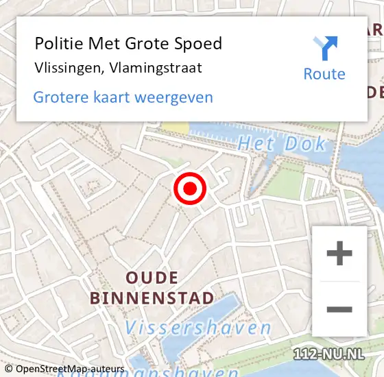 Locatie op kaart van de 112 melding: Politie Met Grote Spoed Naar Vlissingen, Vlamingstraat op 15 juli 2022 15:08