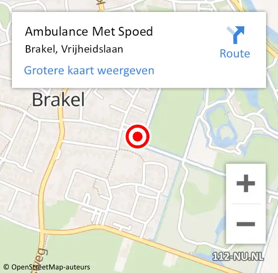 Locatie op kaart van de 112 melding: Ambulance Met Spoed Naar Brakel, Vrijheidslaan op 15 juli 2022 15:12