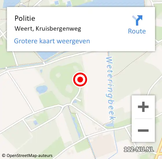 Locatie op kaart van de 112 melding: Politie Weert, Kruisbergenweg op 15 juli 2022 15:13