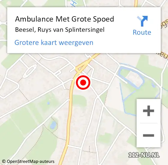 Locatie op kaart van de 112 melding: Ambulance Met Grote Spoed Naar Beesel, Ruys van Splintersingel op 15 juli 2022 15:21