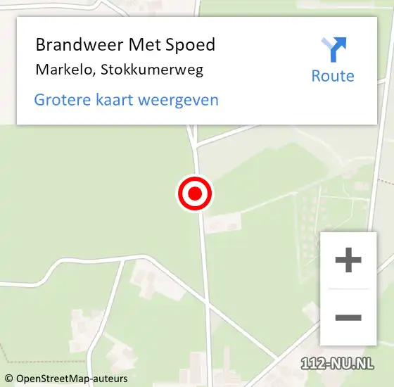 Locatie op kaart van de 112 melding: Brandweer Met Spoed Naar Markelo, Stokkumerweg op 23 juli 2014 11:00