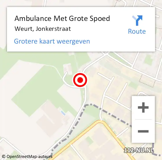 Locatie op kaart van de 112 melding: Ambulance Met Grote Spoed Naar Weurt, Jonkerstraat op 15 juli 2022 15:28