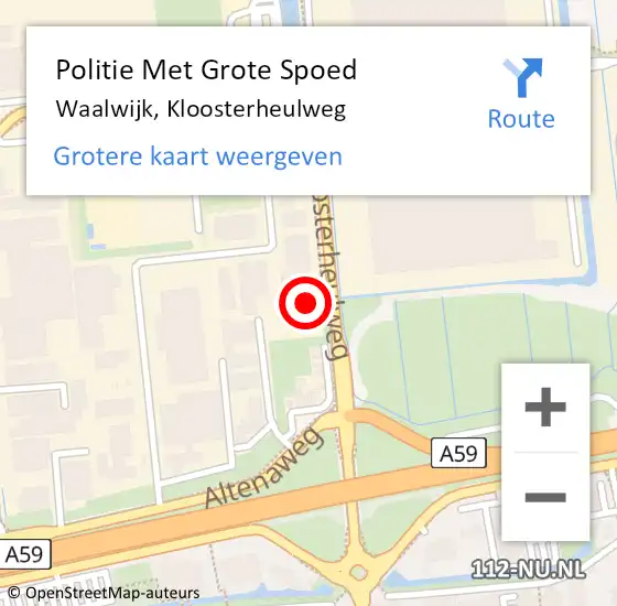 Locatie op kaart van de 112 melding: Politie Met Grote Spoed Naar Waalwijk, Kloosterheulweg op 15 juli 2022 15:35