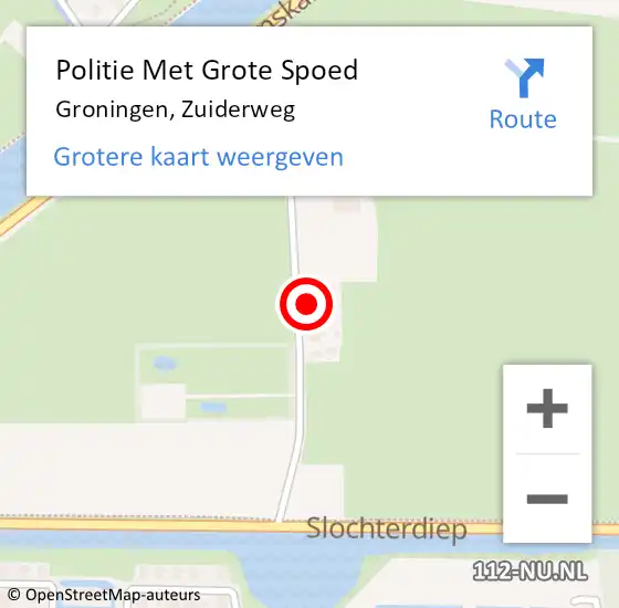 Locatie op kaart van de 112 melding: Politie Met Grote Spoed Naar Groningen, Zuiderweg op 15 juli 2022 15:50