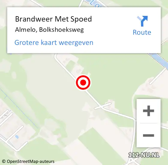 Locatie op kaart van de 112 melding: Brandweer Met Spoed Naar Almelo, Bolkshoeksweg op 15 juli 2022 16:08