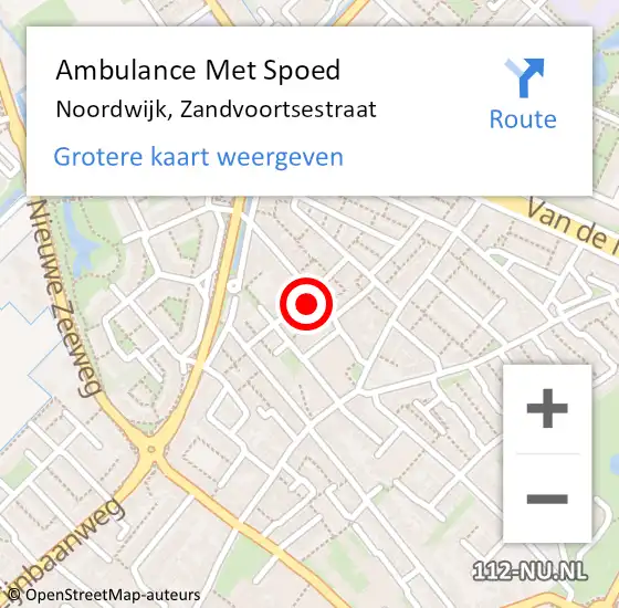 Locatie op kaart van de 112 melding: Ambulance Met Spoed Naar Noordwijk, Zandvoortsestraat op 15 juli 2022 16:14